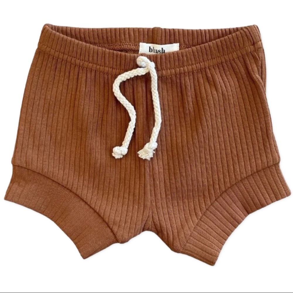 Blush Lotus | Baby Cognac Ribbed Shorties | Unisex | NWT